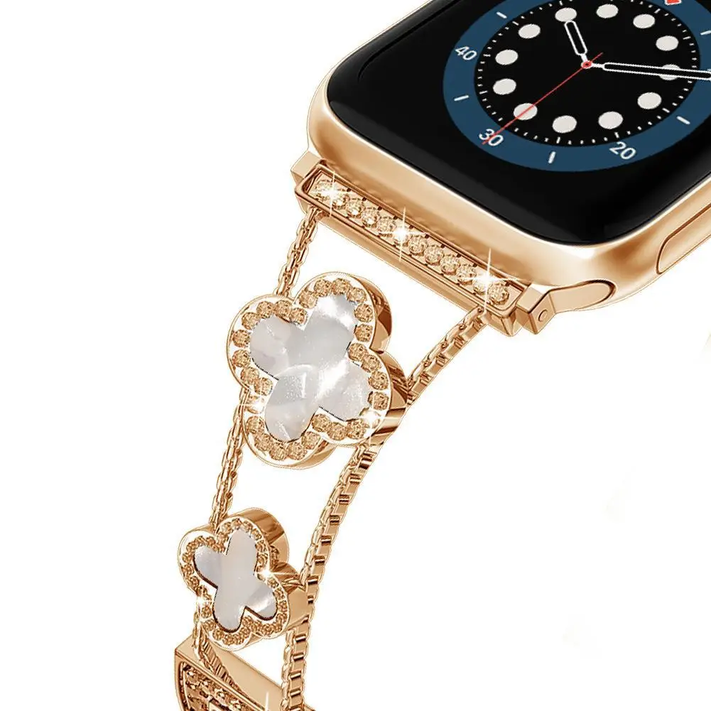 Fashion Diamond Clover Metal S10 Strap for Apple Watch SE1-10