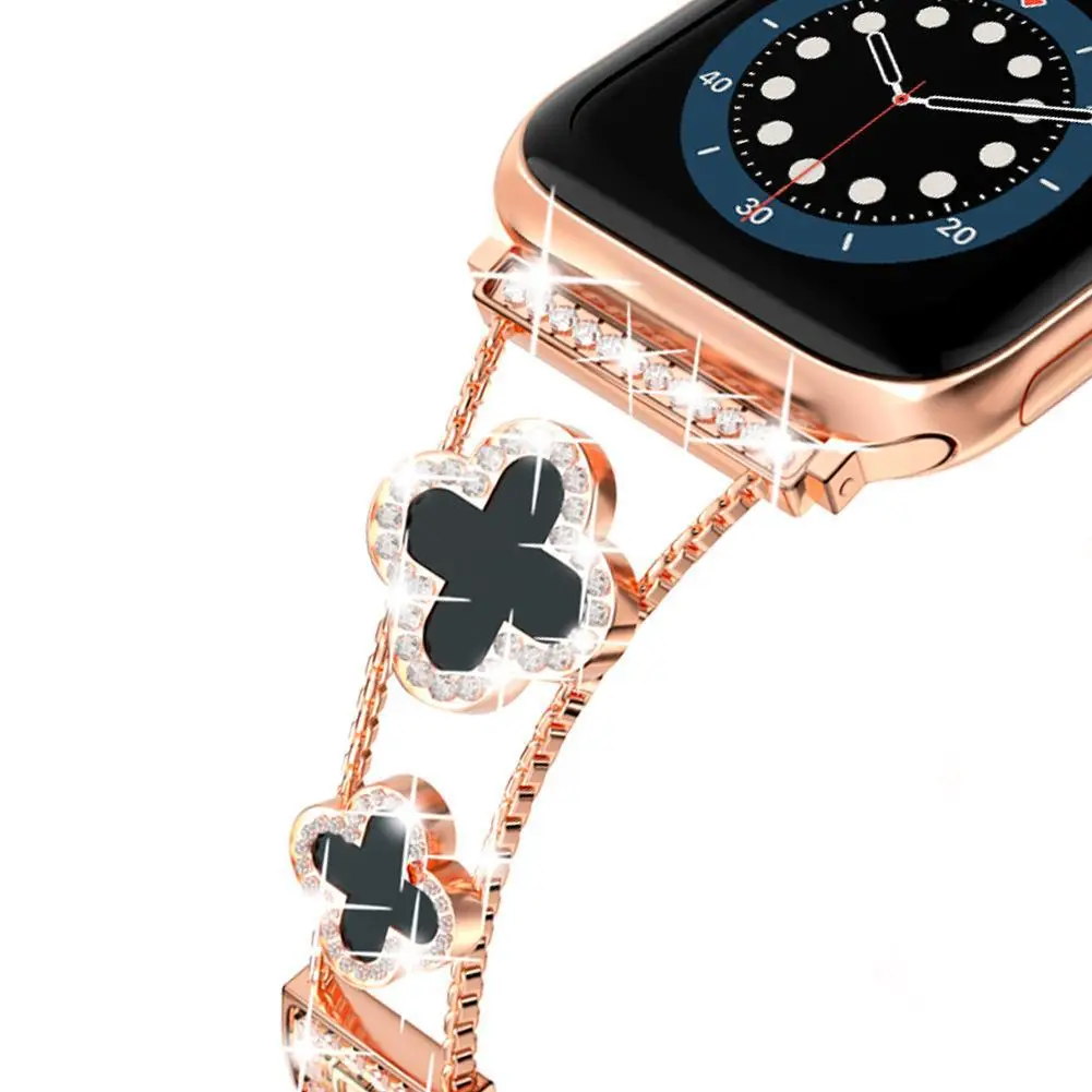 Fashion Diamond Clover Metal S10 Strap for Apple Watch SE1-10