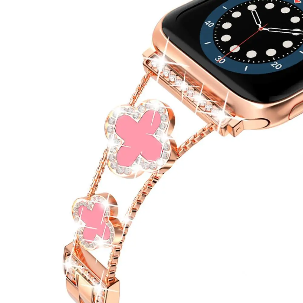 Fashion Diamond Clover Metal S10 Strap for Apple Watch SE1-10