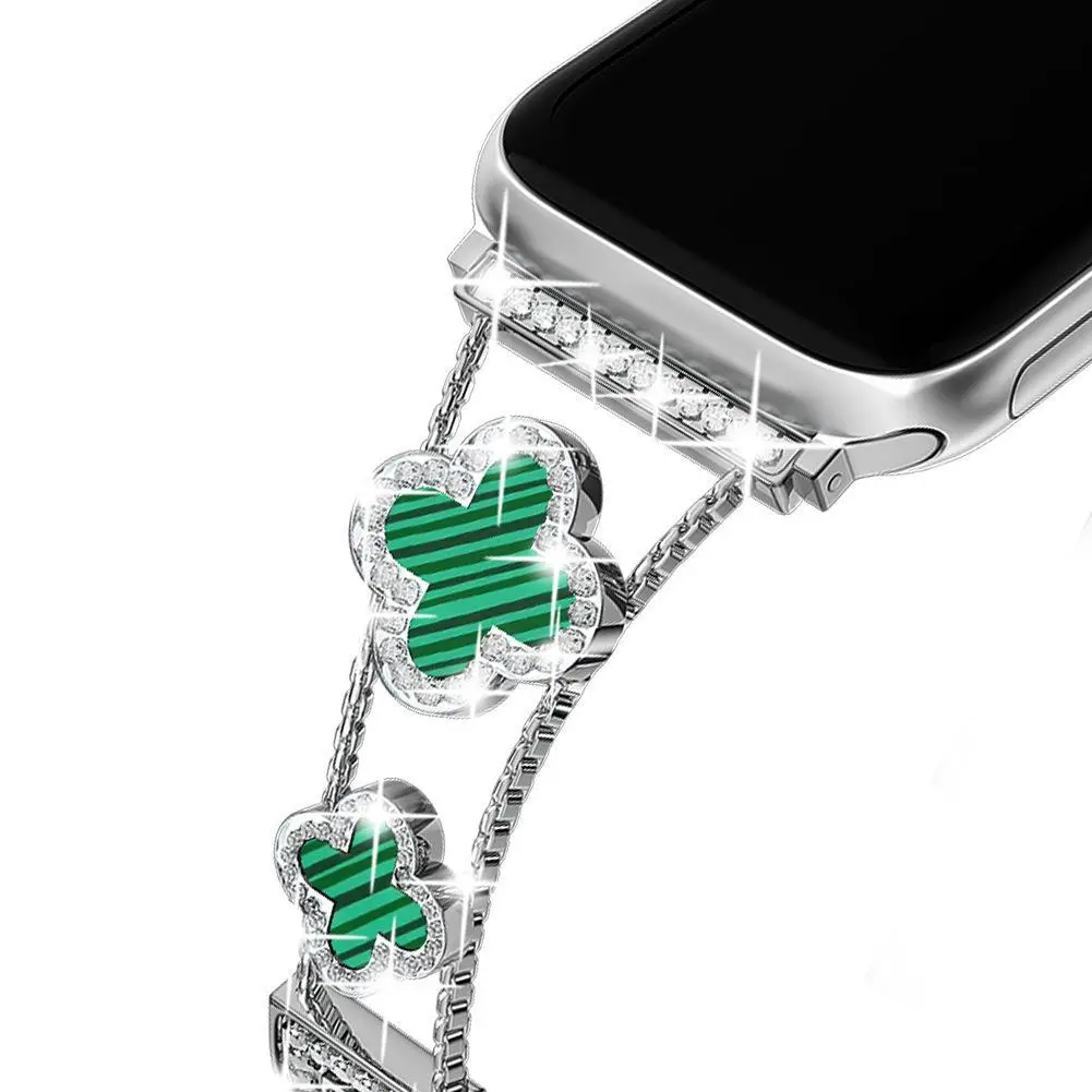 Fashion Diamond Clover Metal S10 Strap for Apple Watch SE1-10