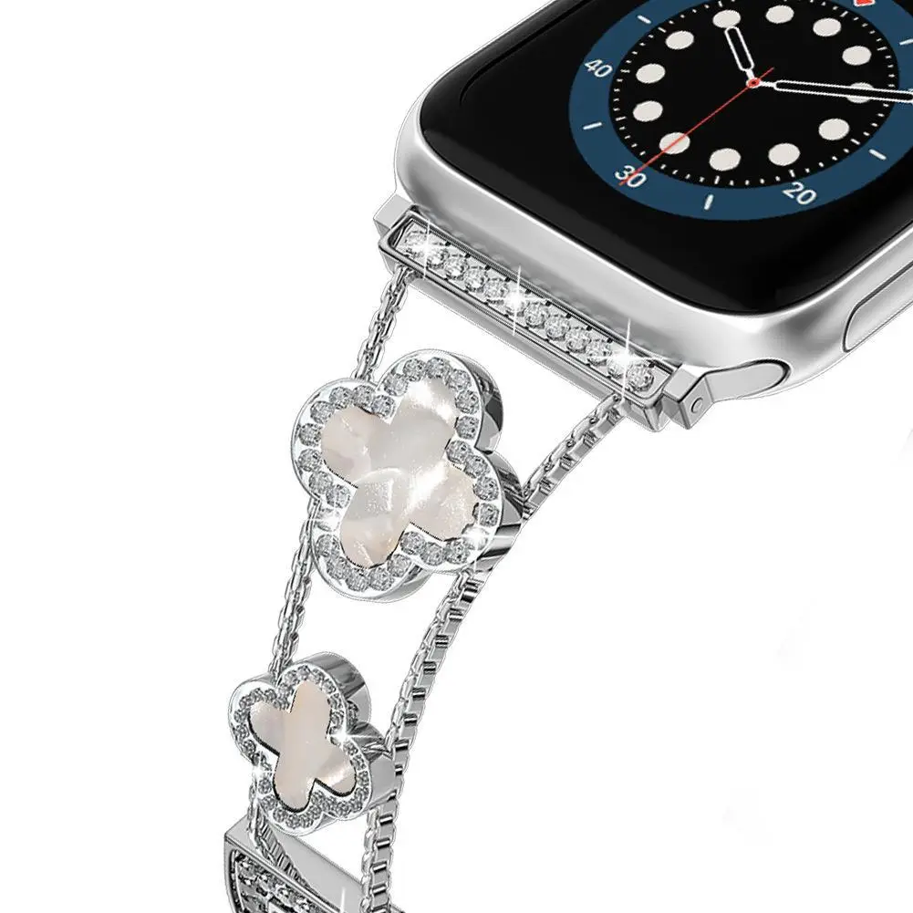 Fashion Diamond Clover Metal S10 Strap for Apple Watch SE1-10