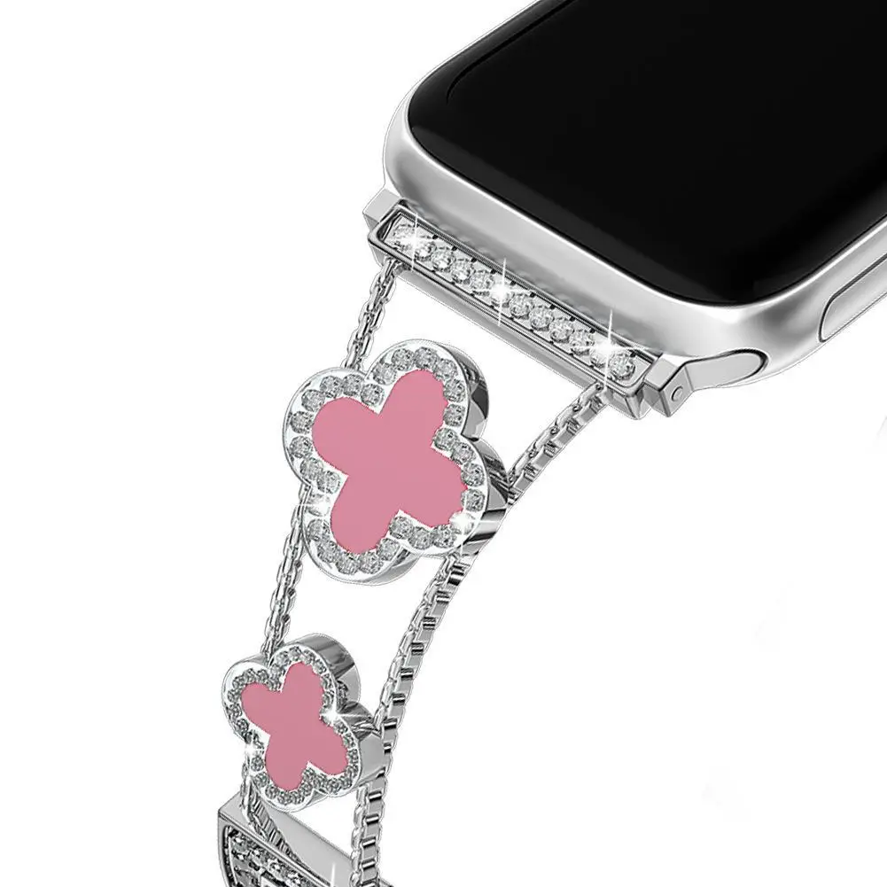 Fashion Diamond Clover Metal S10 Strap for Apple Watch SE1-10