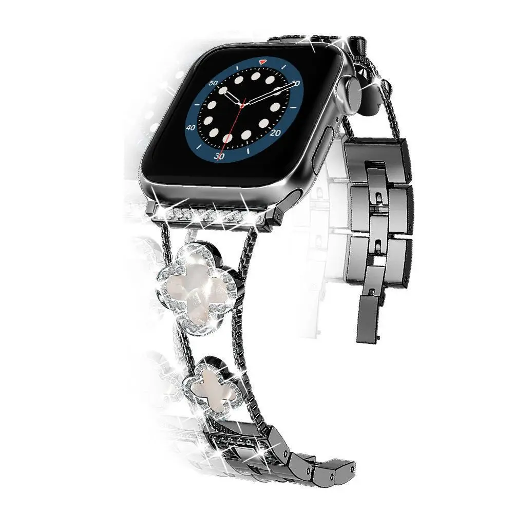 Fashion Diamond Clover Metal S10 Strap for Apple Watch SE1-10