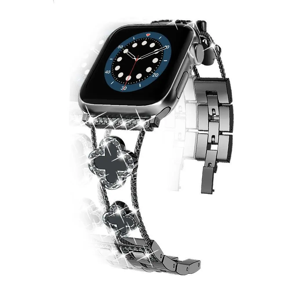 Fashion Diamond Clover Metal S10 Strap for Apple Watch SE1-10
