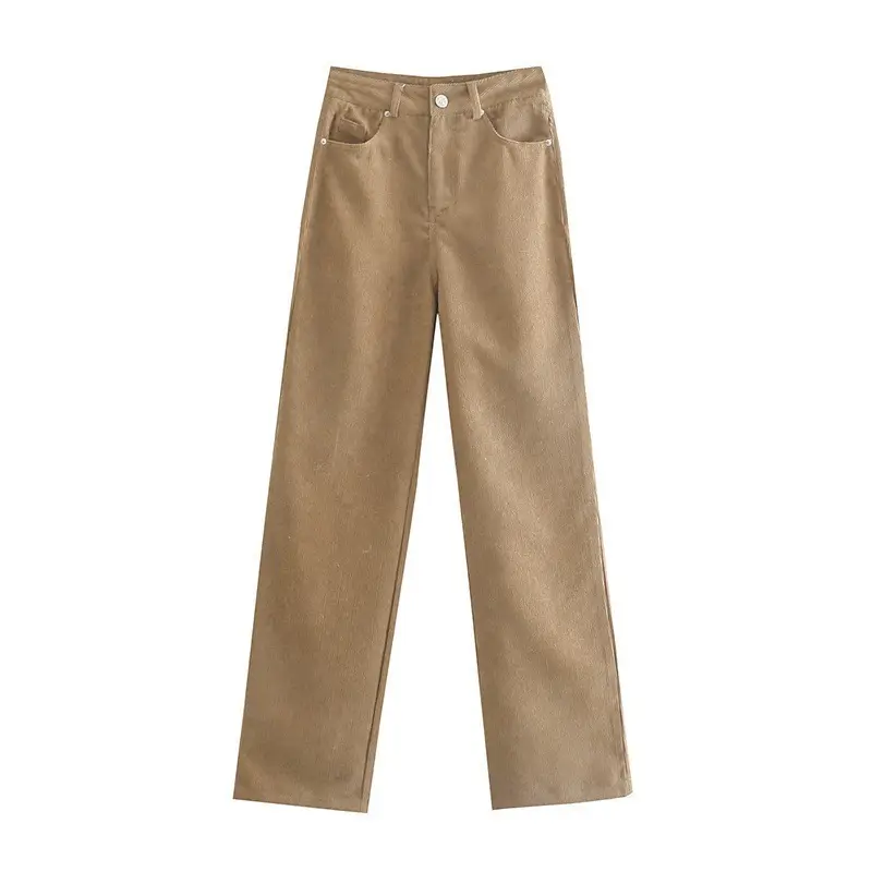Women Wide Leg High Waist Pants Small Tan - Image 8