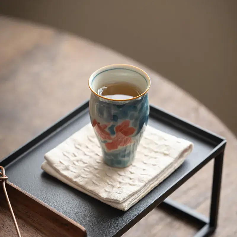Nine Carpenter Style Hand-painted Antique Ink Tea Cup 50ml - Image 5