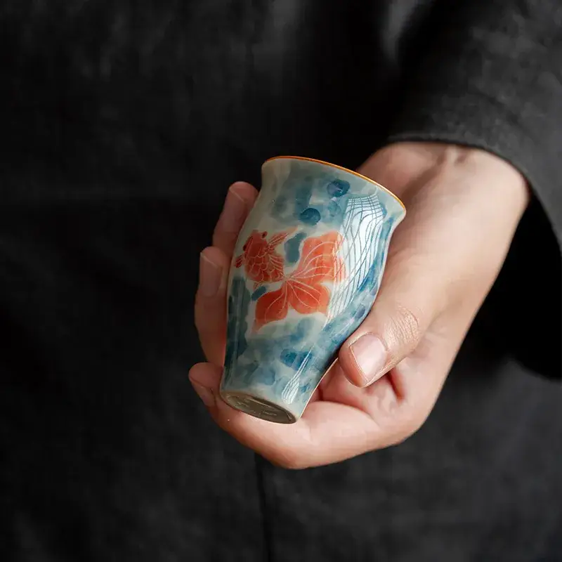 Nine Carpenter Style Hand-painted Antique Ink Tea Cup 50ml - Image 8