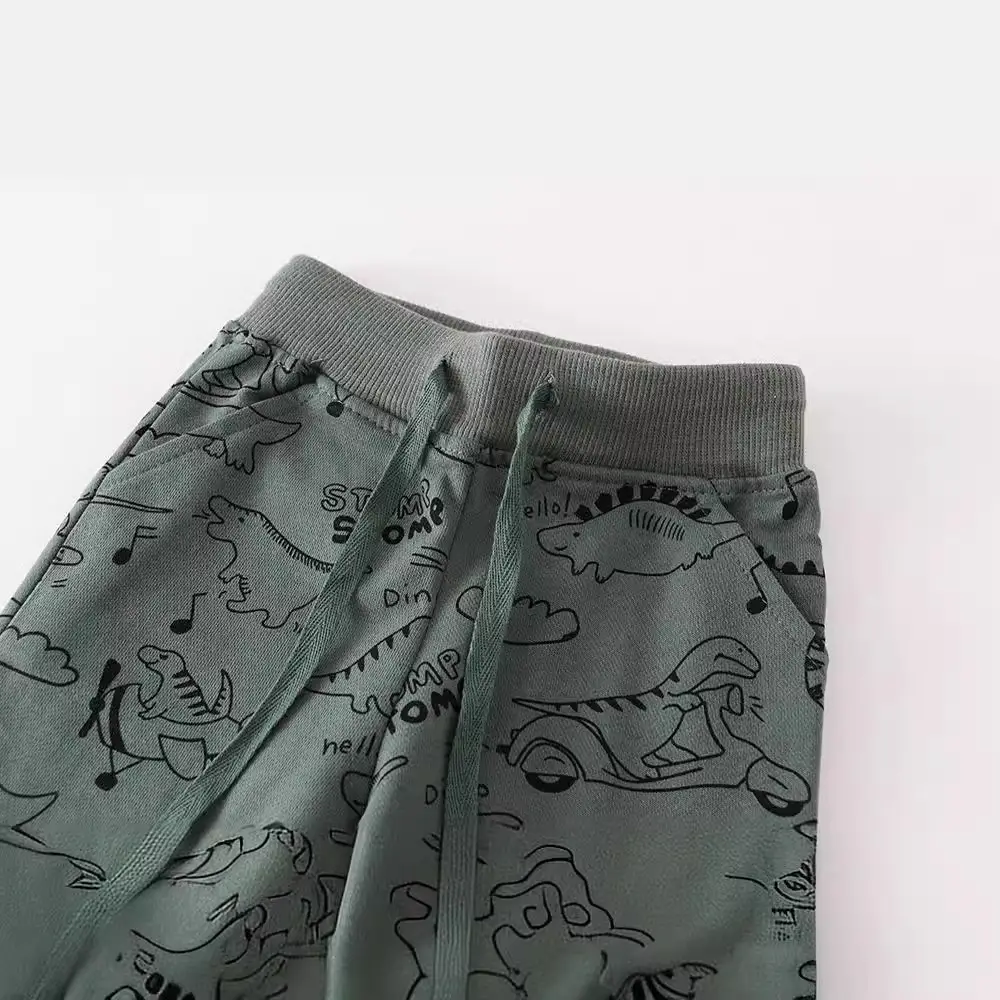 Kids Cotton Graphic Pants Grey New Arrival - Image 2