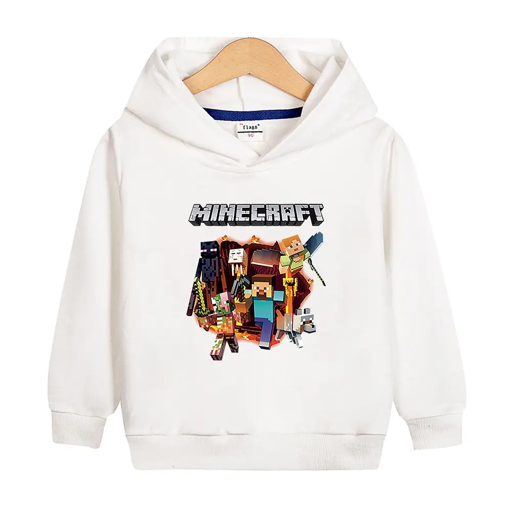 Boys' Minecraft Hoodie Purple Cotton Autumn 2022 - Image 14