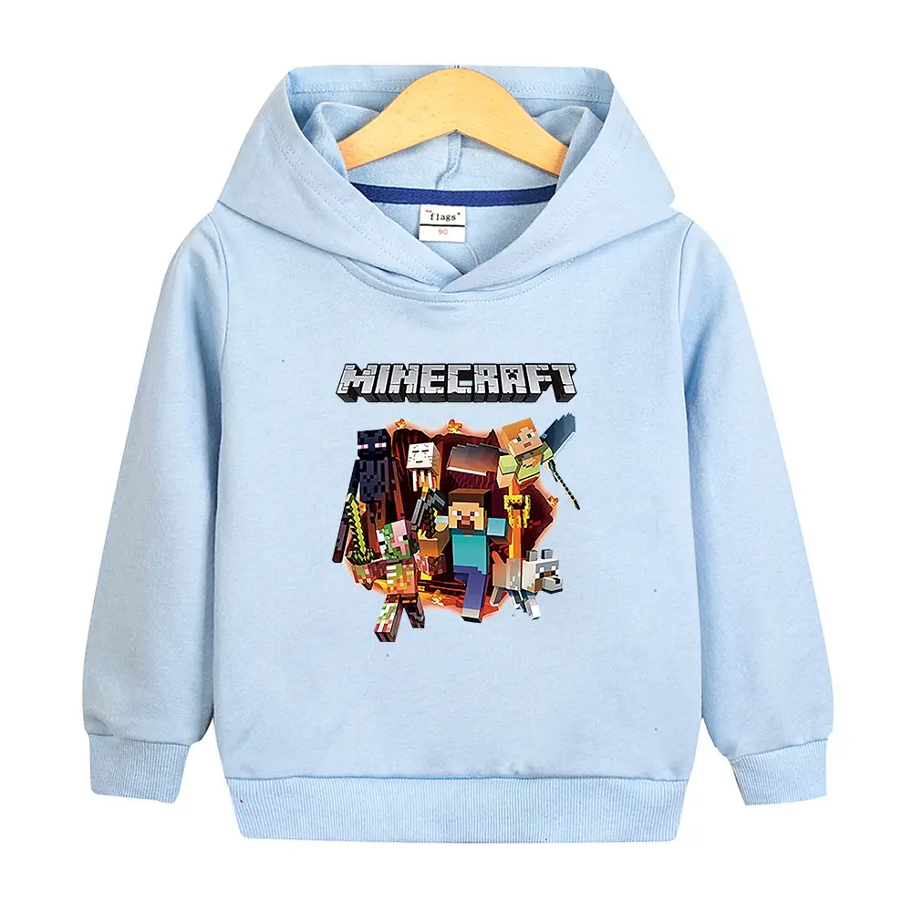 Boys' Minecraft Hoodie Purple Cotton Autumn 2022 - Image 16