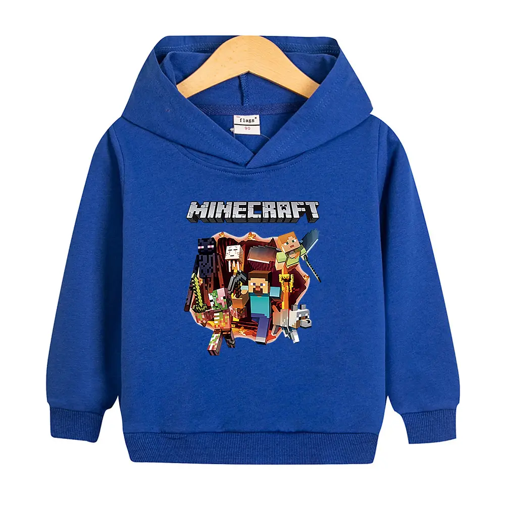 Boys' Minecraft Hoodie Purple Cotton Autumn 2022 - Image 10
