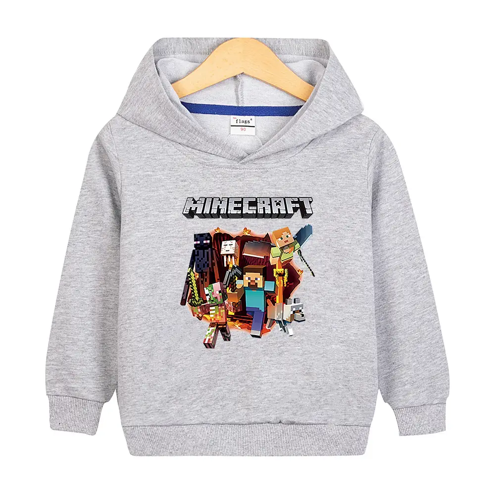 Boys' Minecraft Hoodie Purple Cotton Autumn 2022 - Image 2