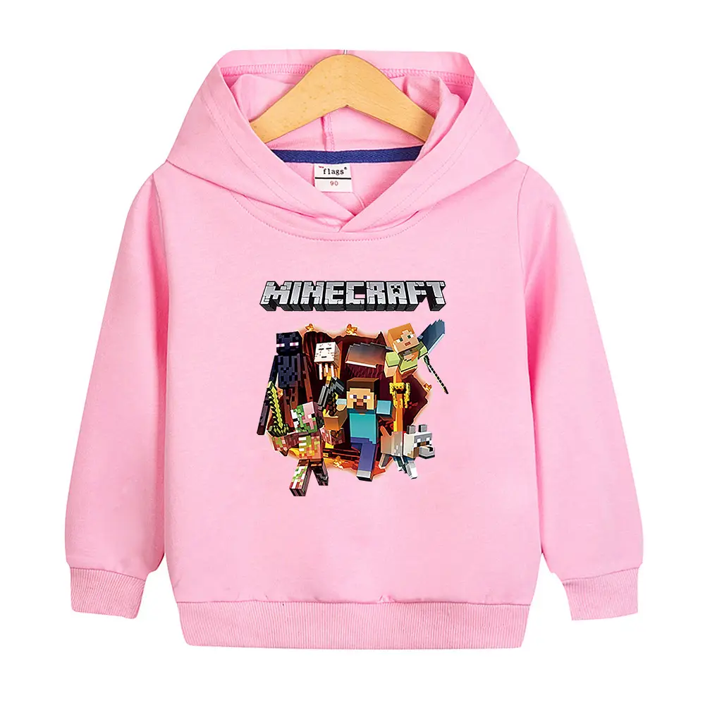 Boys' Minecraft Hoodie Purple Cotton Autumn 2022 - Image 3