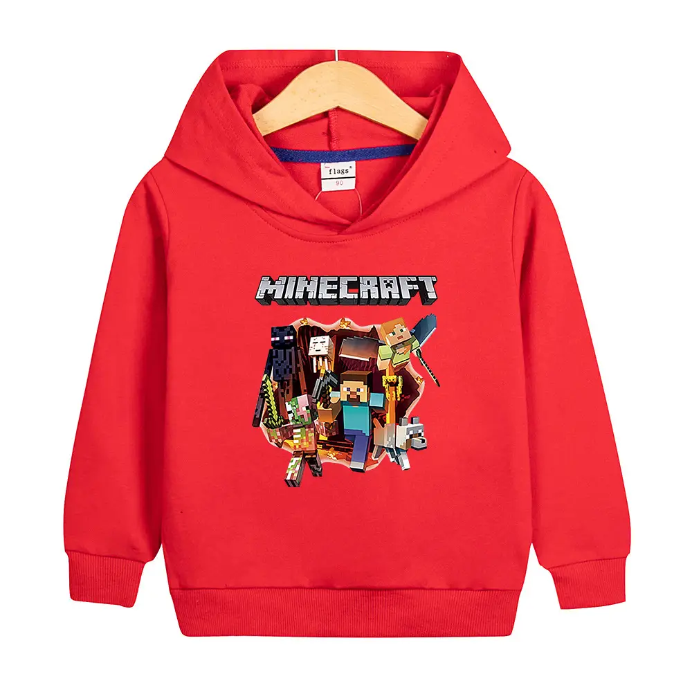 Boys' Minecraft Hoodie Purple Cotton Autumn 2022 - Image 4