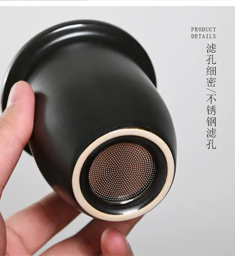 Black Ceramic Tea Set with 4 Cups for Travel — feature 17