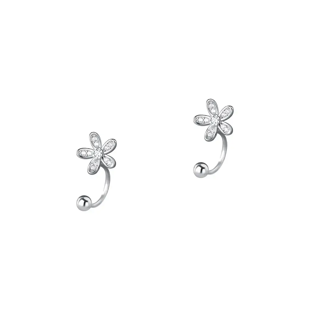 S999 Foot Silver Flower Earrings for Women - Image 6