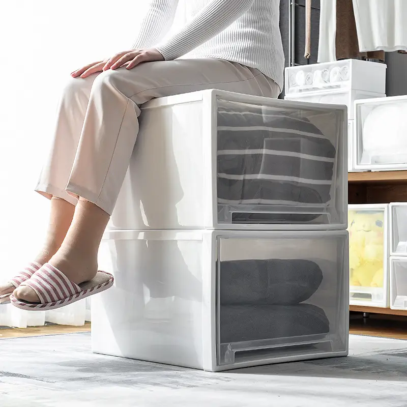Stackable White Storage Box for Wardrobe & Home Use