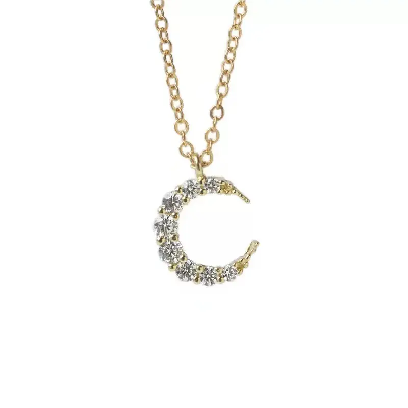 S925 Sterling Silver Moon Diamond Necklace for Women