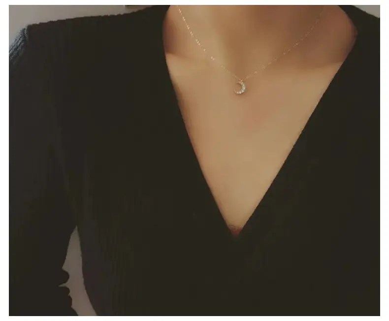 S925 Sterling Silver Moon Diamond Necklace for Women — feature 11