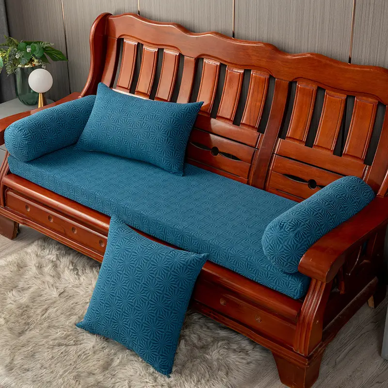 Winter Red Wood Sofa Cushion Set with Embroidered Design - Image 4