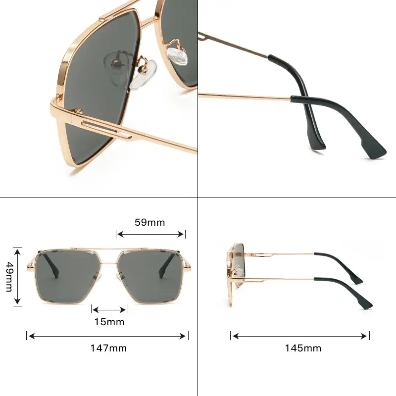 2024 New Trendy All-Metal Sunglasses Large Frame Cross Border Wholesale - Image 9