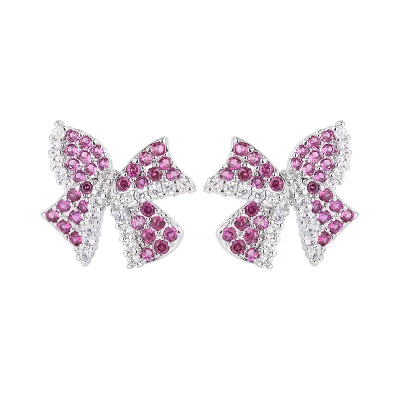 Pink Zircon Butterfly Earrings Set for Women - Image 6