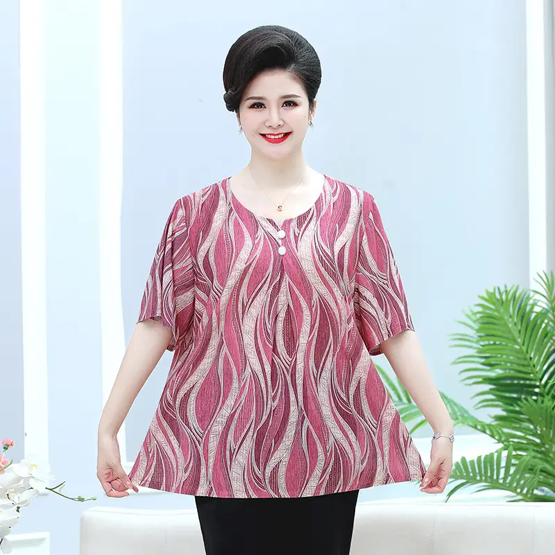 Extra Large Pink Printed Loose Top for Women - Image 3