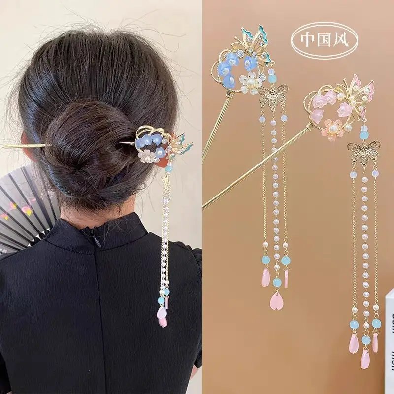 Fairy Butterfly Hairpin with Blue Stone Chain - Image 53