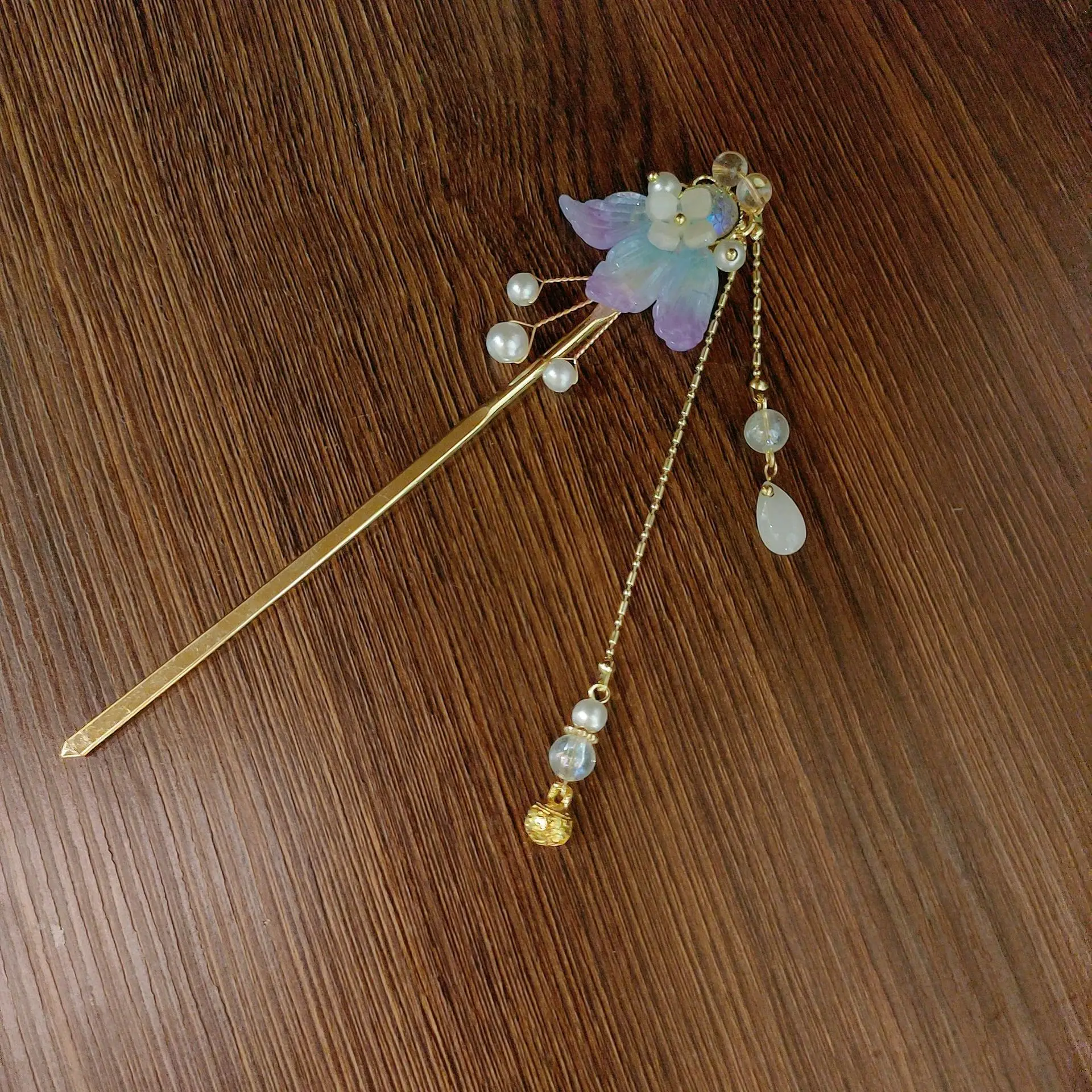Fairy Butterfly Hairpin with Blue Stone Chain — feature 10