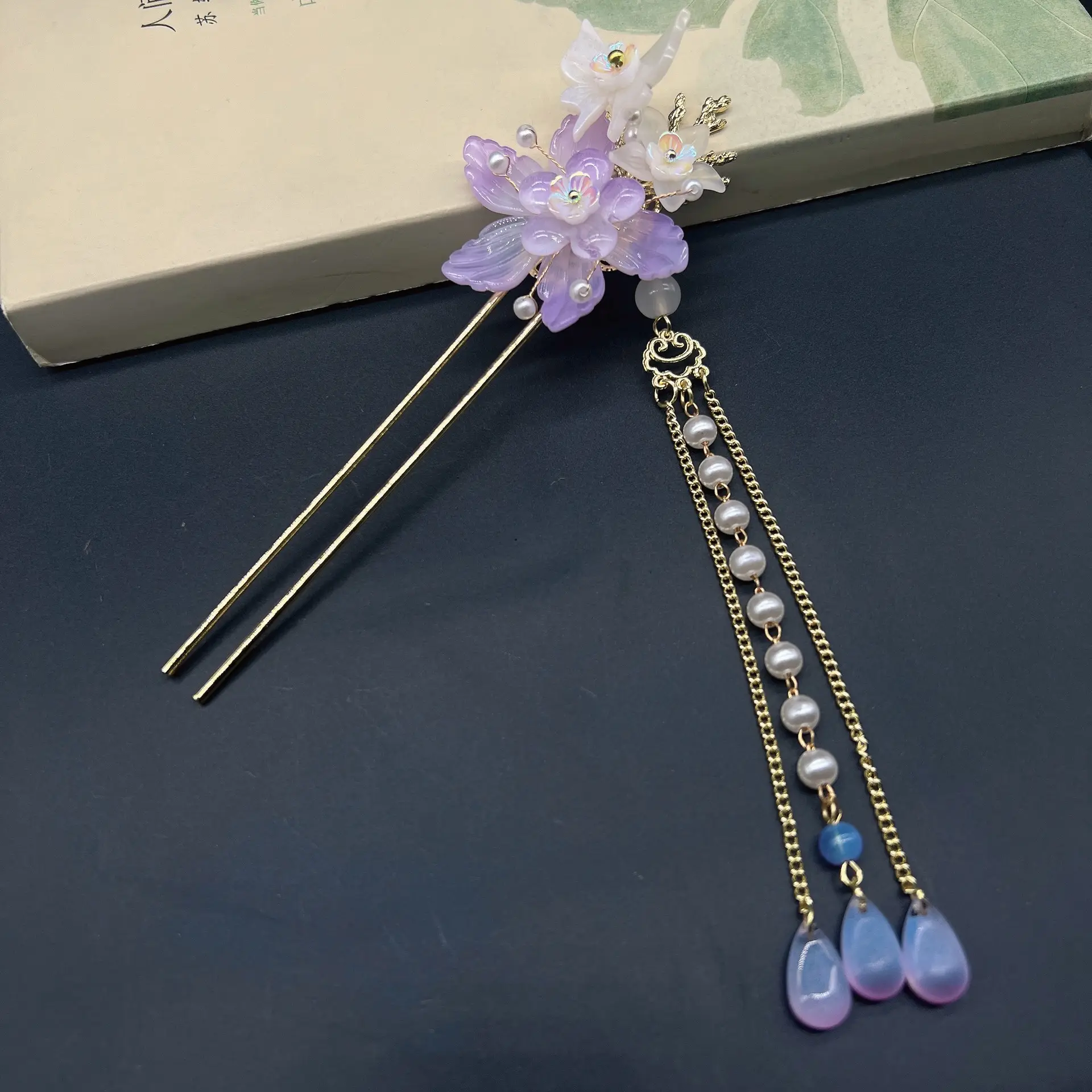 Fairy Butterfly Hairpin with Blue Stone Chain — feature 8