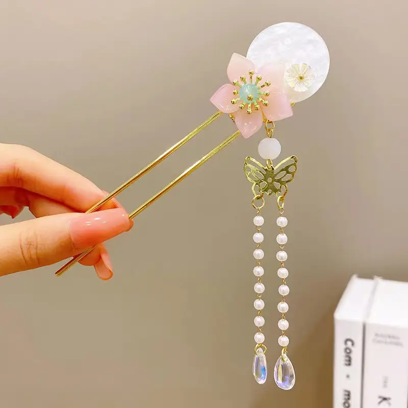 Fairy Butterfly Hairpin with Blue Stone Chain - Image 11