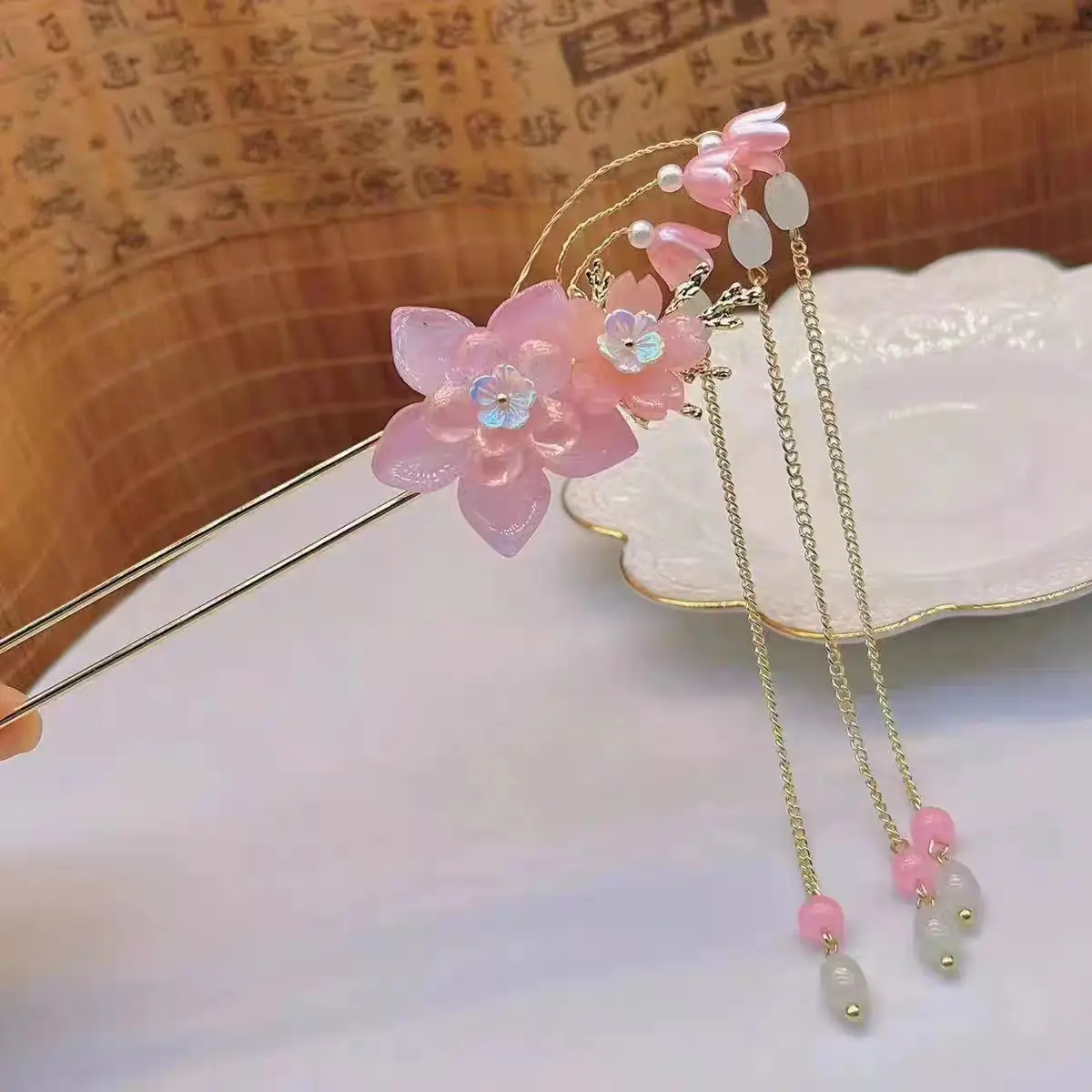 Fairy Butterfly Hairpin with Blue Stone Chain - Image 12