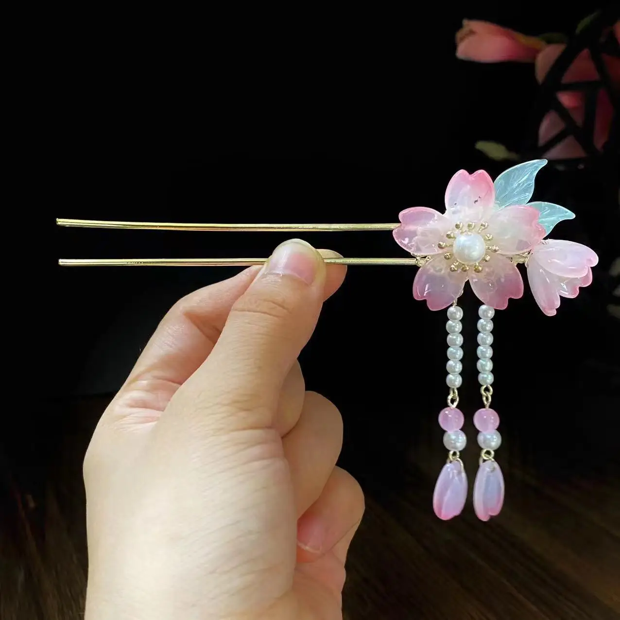 Fairy Butterfly Hairpin with Blue Stone Chain - Image 15