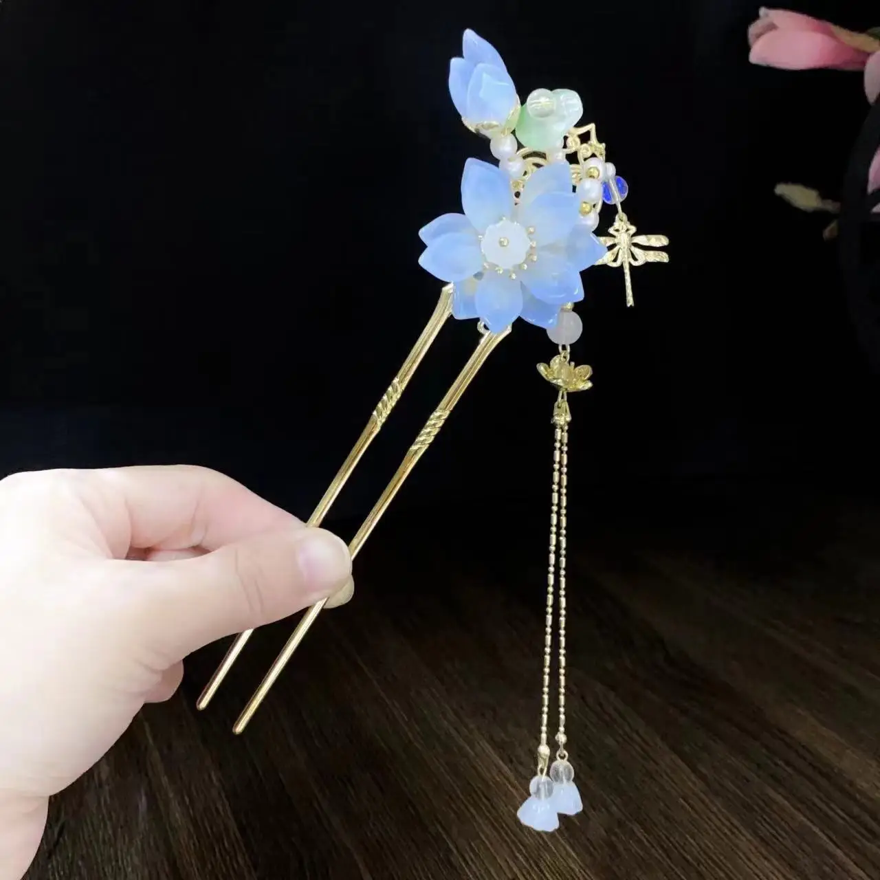 Fairy Butterfly Hairpin with Blue Stone Chain - Image 16