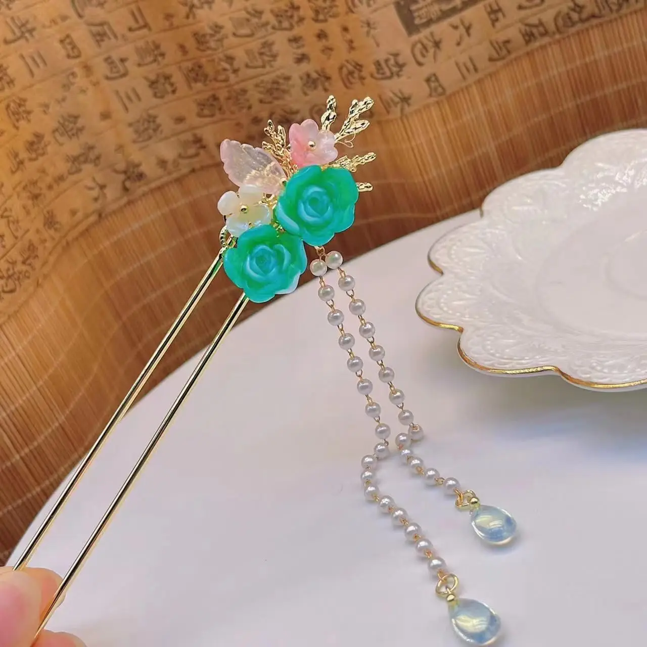 Fairy Butterfly Hairpin with Blue Stone Chain - Image 17