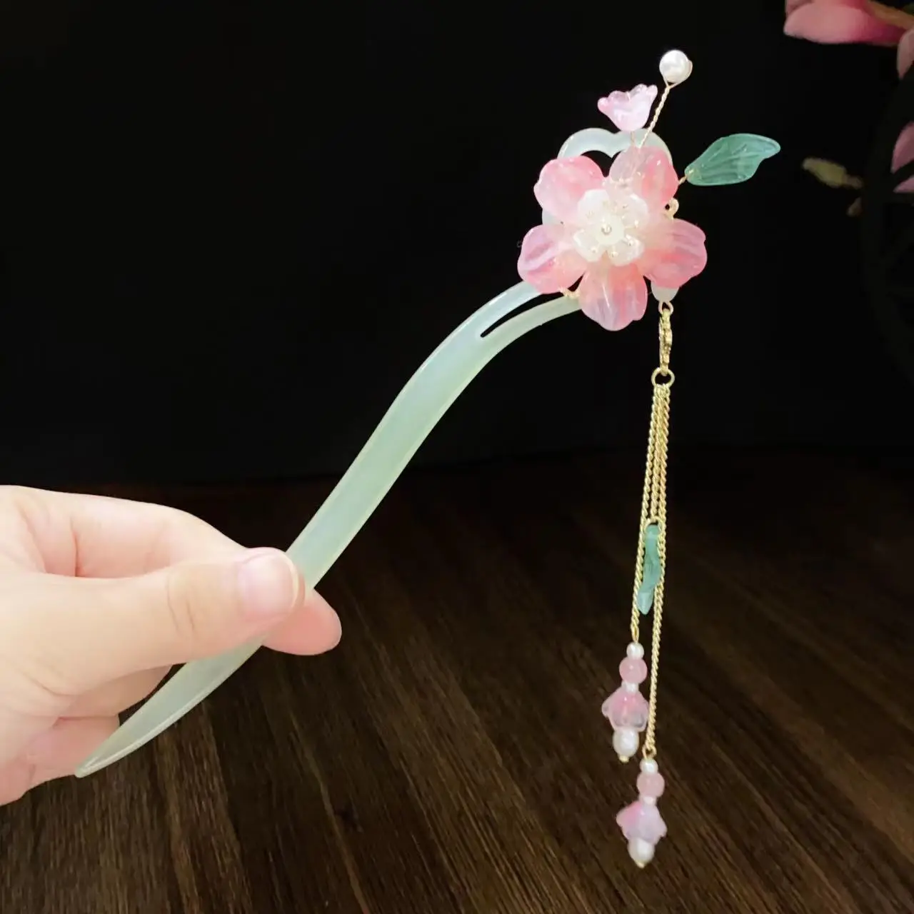 Fairy Butterfly Hairpin with Blue Stone Chain - Image 3