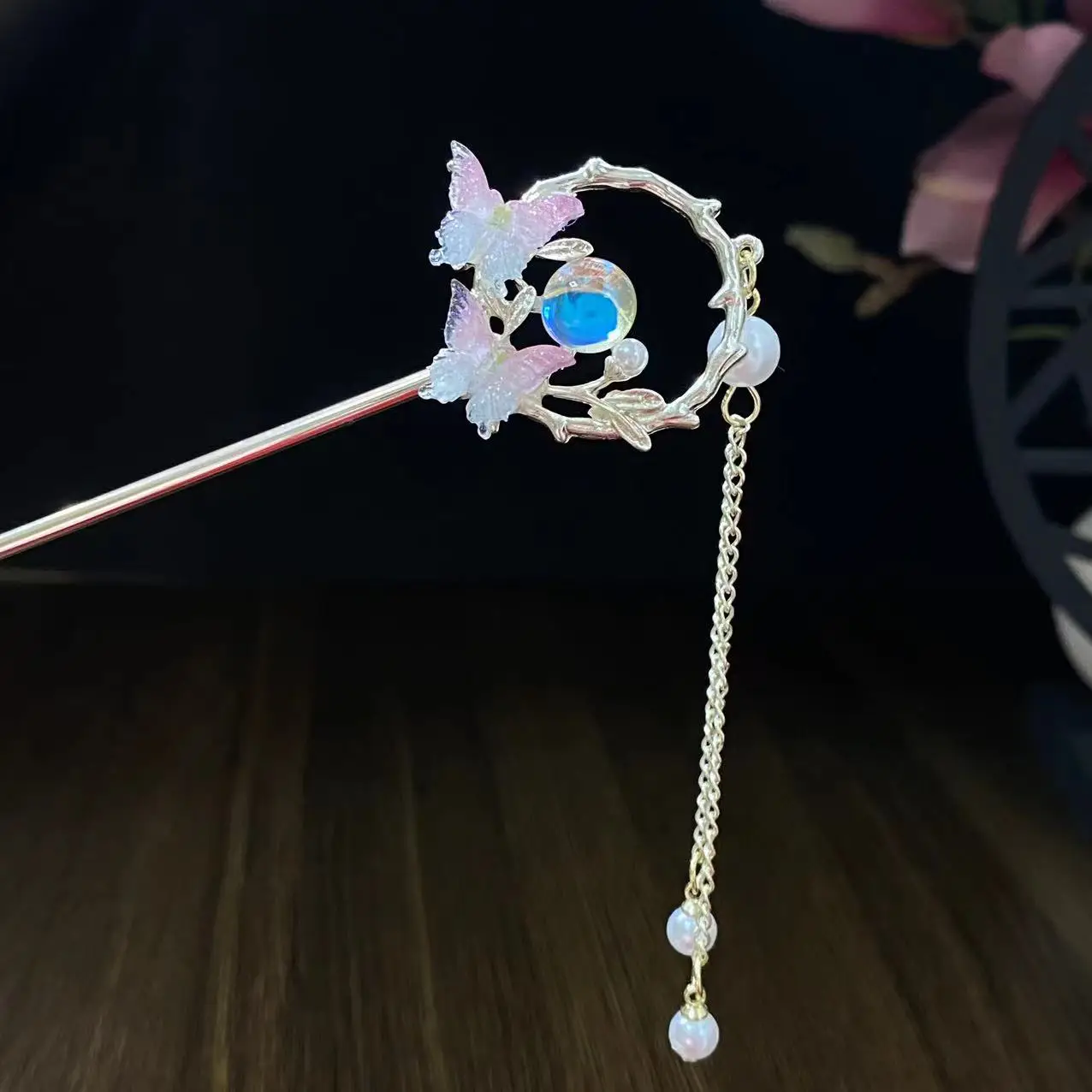 Fairy Butterfly Hairpin with Blue Stone Chain - Image 38