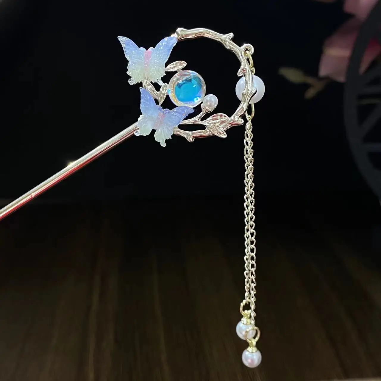 Fairy Butterfly Hairpin with Blue Stone Chain - Image 39