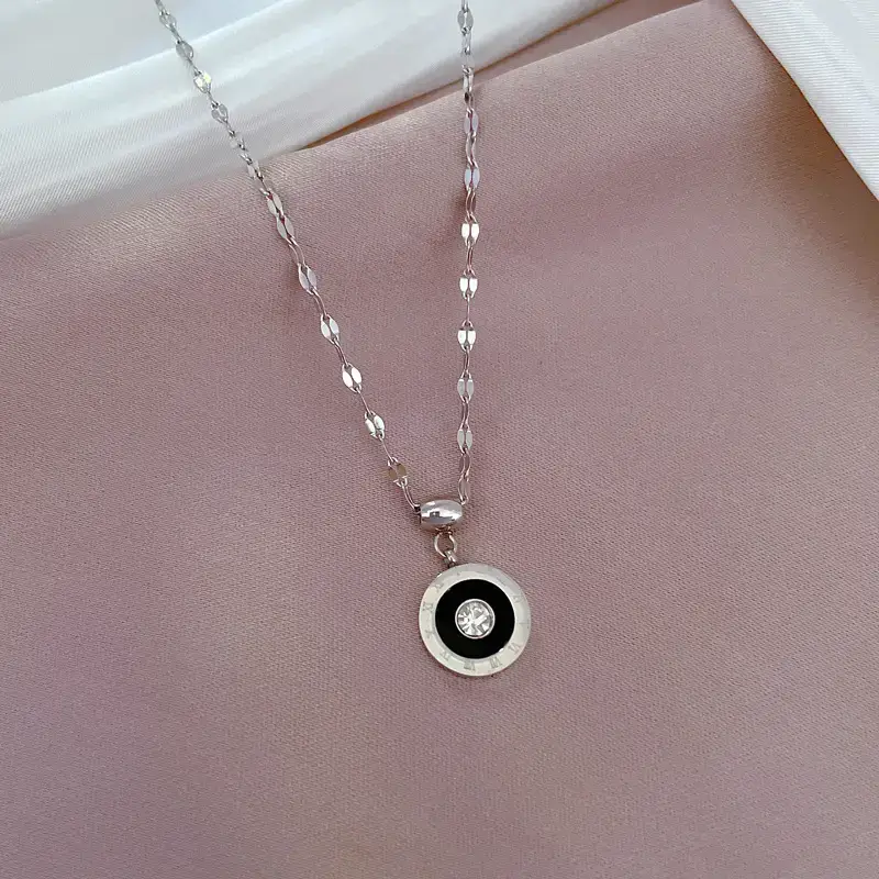 Titanium Steel Necklace with Rome Diamond Furnace Design