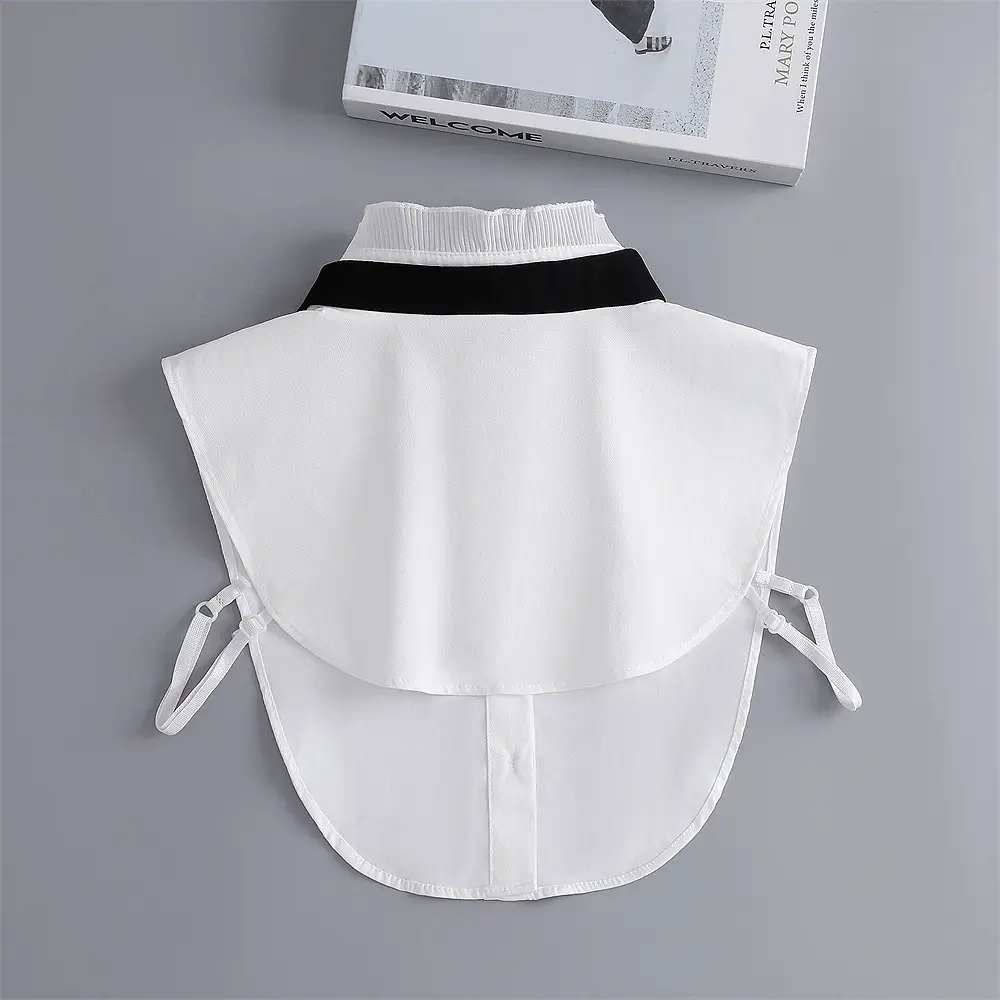 White Cotton Fake Collar Blouse with Black Bow — feature 18