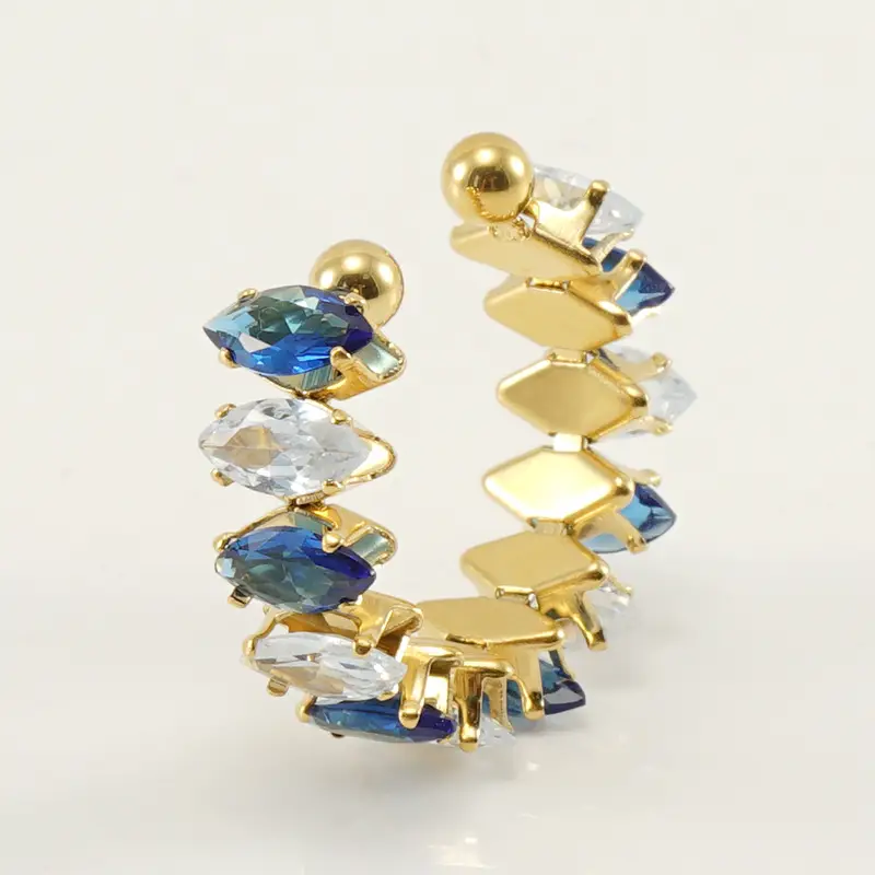 18K Gold Adjustable Geometric Diamond Ring for Women - Image 20