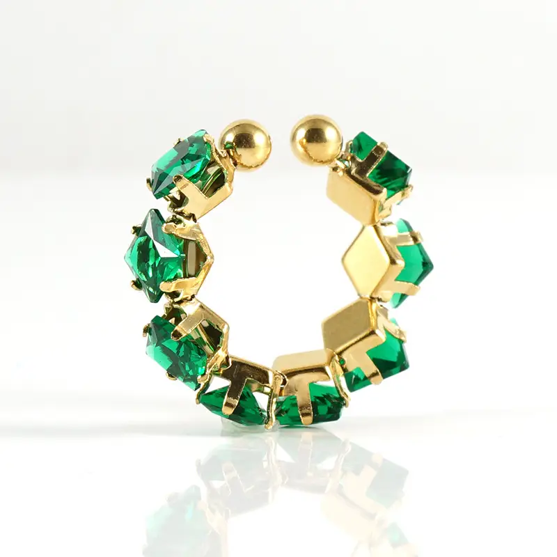 18K Gold Adjustable Geometric Diamond Ring for Women - Image 14