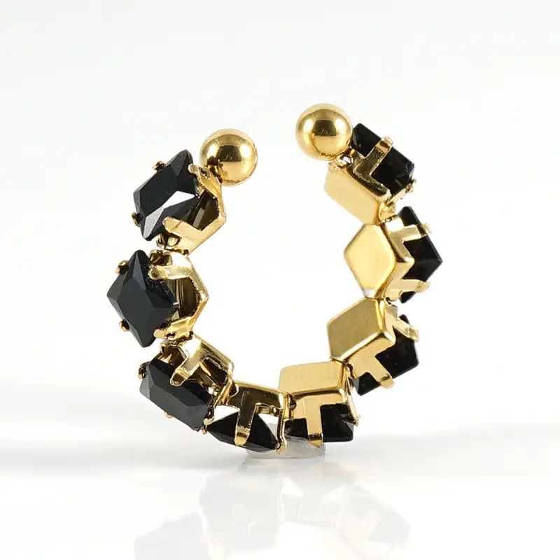 18K Gold Adjustable Geometric Diamond Ring for Women - Image 10
