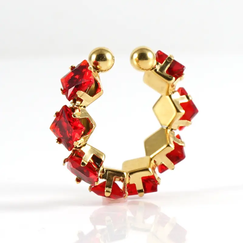 18K Gold Adjustable Geometric Diamond Ring for Women - Image 12