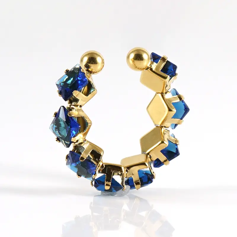 18K Gold Adjustable Geometric Diamond Ring for Women - Image 13
