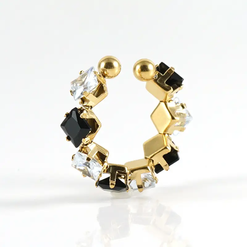18K Gold Adjustable Geometric Diamond Ring for Women - Image 15
