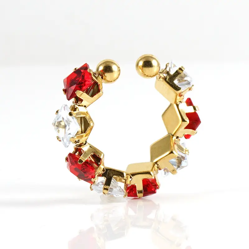 18K Gold Adjustable Geometric Diamond Ring for Women - Image 16