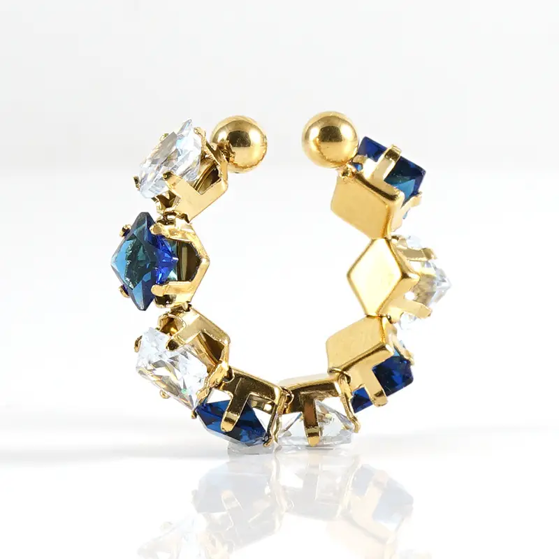 18K Gold Adjustable Geometric Diamond Ring for Women - Image 17