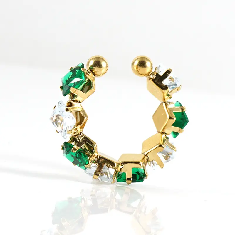 18K Gold Adjustable Geometric Diamond Ring for Women - Image 18