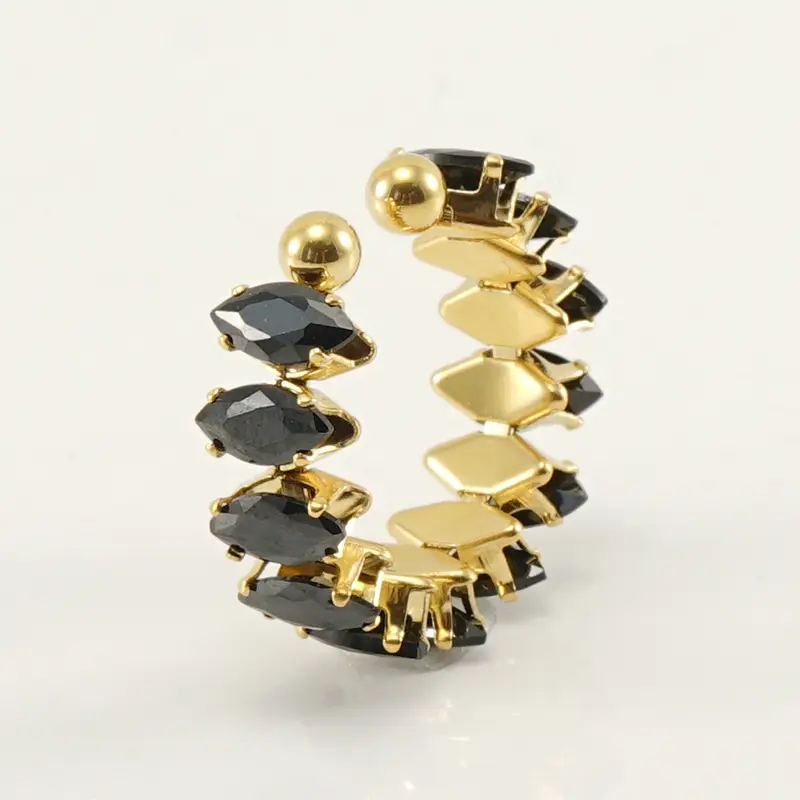 18K Gold Adjustable Geometric Diamond Ring for Women - Image 2